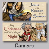 Original Art, outdoor banners, Holidays, Christmas, Jesus, Santa, Halloween